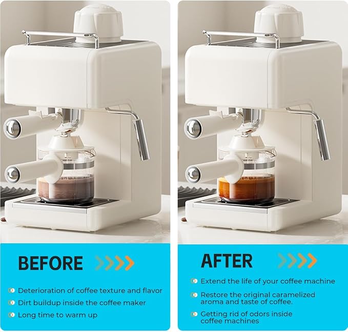 Y-Kelin Coffee Maker Cleaner And Descaler Tablets - 12Count Descaling & Cleaning Solution for Coffee Makers, Pot, Espresso Machines Removes Stains & Oils
