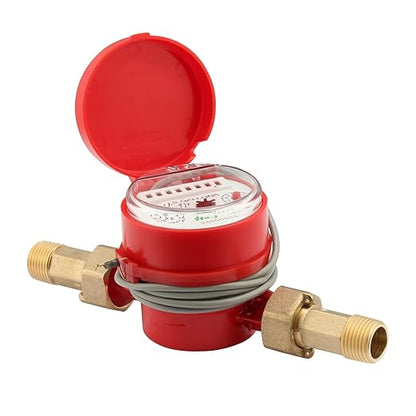 Watflow DN15 Water Meter 1/2" NPT, AWWA C712 Certification Gallon Water Flow Meter with Pulse Output, Cold and Hot Water Meter for Garden/Home/Apartment, Horizontal Install.
