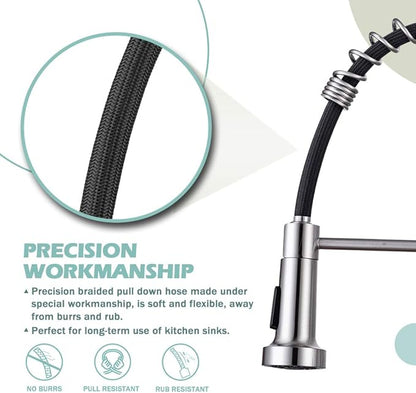 Kitchen Sink Faucets, Kitchen faucets with Pull Down Sprayer WEWE sus304 Stainless Steel Brushed Nickel Single Handle Single Hole Faucet for Farmhouse rv Utility bar Laundry Sinks