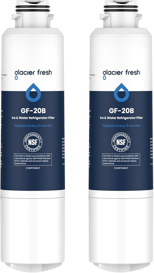 GLACIER FRESH Compatible with Samsung DA29-00020B Refrigerator Water Filter, DA29-00020A/B, DA29-00020B-1, HAF-CIN/EXP, 46-9101, RF4267HARS For French Door Fridge Kitchen (2 PACK)