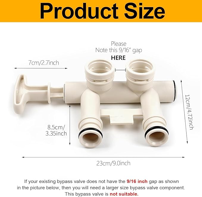 7345388 Water Softener Standard Bypass Valve Assembly Compatible with Whirlpool, Kenmore, EcoPure, GE, Morton, NorthStar