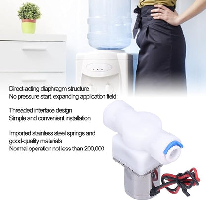 Electric Solenoid Valve 14 Inch Quick Connect Normally Closed DC4.5V Pulse Water Control for RO systems drinking water nylon stainless steel 209BK 1 pack