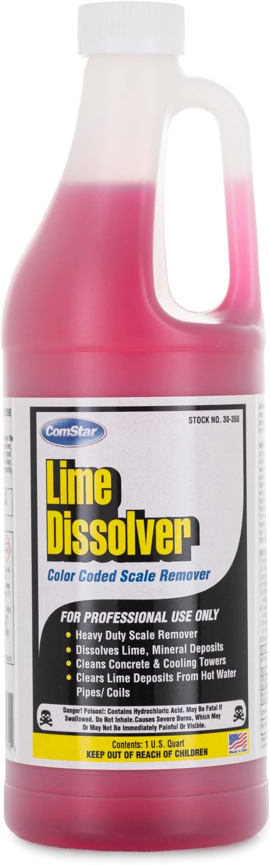 Lime Dissolver & Scale Remover,1 Quart, Industrial Strength Descaler for Cooling Towers, Boilers, Coils, Urinals, Toilet Bowls, Ice Machines, Lab Equipment, Rust & Stain Cleaner (30-350)