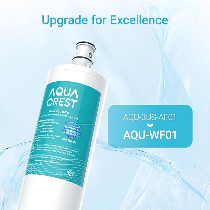 AQUA CREST 3US-AF01 Under Sink Water Filter, Replacement for Standard Filtrete® 3US-AF01, 3US-AS01, Aqua-Pure AP Easy C-CS-FF, WHCF-SRC, WHCF-SUFC, WHCF-SUF Water Filter, NSF/ANSI 42 Certified, 2 Pack
