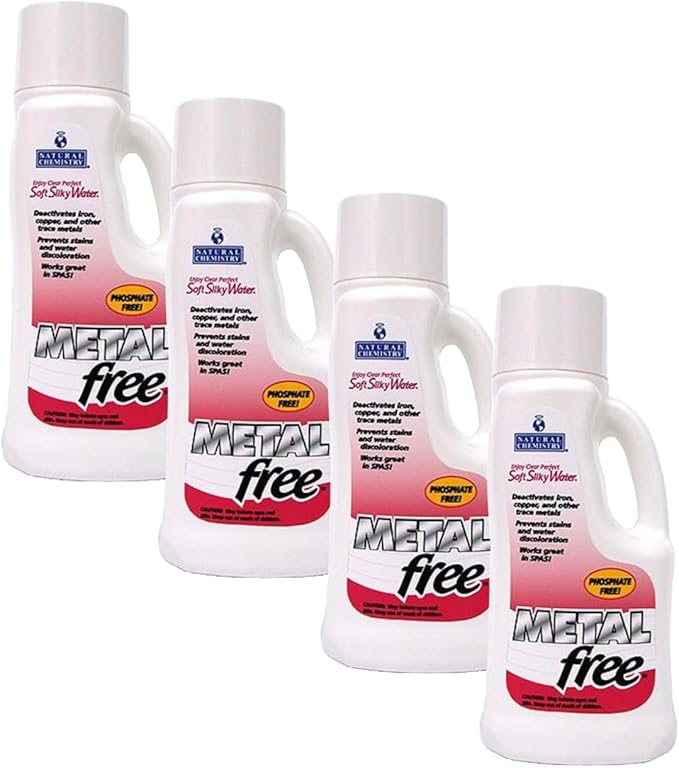 Natural Chemistry Metal Free, 1 Liter, Pack of 4, Phosphate Free, Protects Against Calcium and Mineral Scale Buildup, Prevents Stain and Water Discoloration
