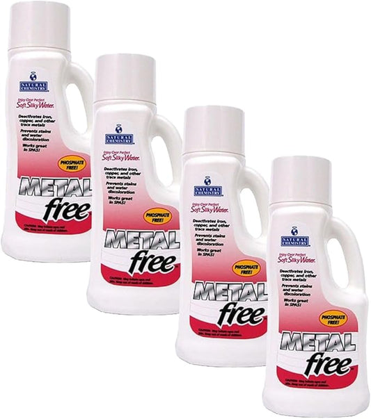 Natural Chemistry Metal Free, 1 Liter, Pack of 4, Phosphate Free, Protects Against Calcium and Mineral Scale Buildup, Prevents Stain and Water Discoloration
