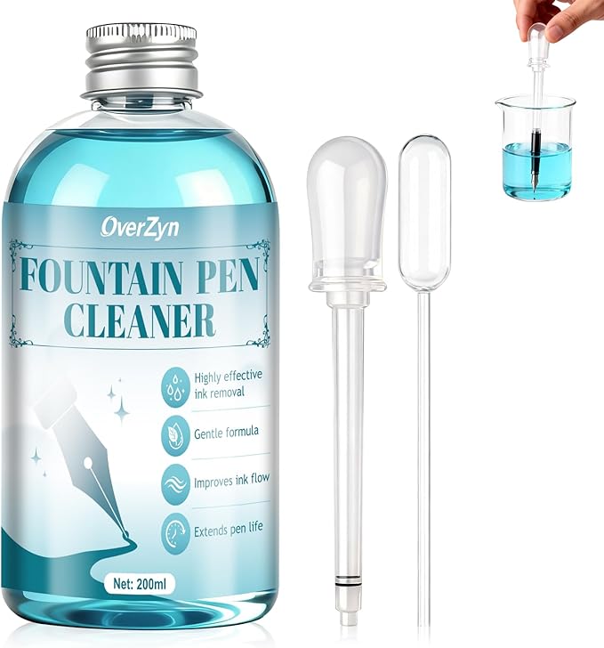 Fountain Pen Cleaning Kit, Fountain Cleaner with Pen Nibs Cleaner High-Efficiency Flushing Improve Cleaning Efficiency Prevent Clogging Extend The Life of Your Fountainpen, 6.67 oz
