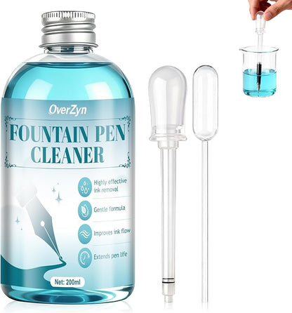 Fountain Pen Cleaning Kit, Fountain Cleaner with Pen Nibs Cleaner High-Efficiency Flushing Improve Cleaning Efficiency Prevent Clogging Extend The Life of Your Fountainpen, 6.67 oz