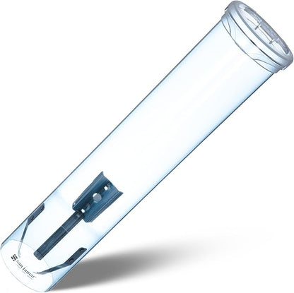 San Jamar Small Pull-Type Cup Dispenser Fits 3-4.5 Oz Cone Cups, 3-5 Oz Flat Cups with Flip Caps for Restaurants, Dining Halls, and Fast Food, Plastic, 16 Inches, Blue