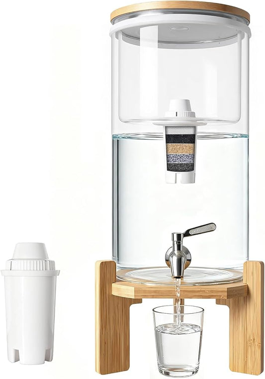 water filter dispenser Countertop water purifier System 2.9 Gallon Glass water filter with Water Alkaline Water Purification Unit, White, Plastic (2.9, Gallons)