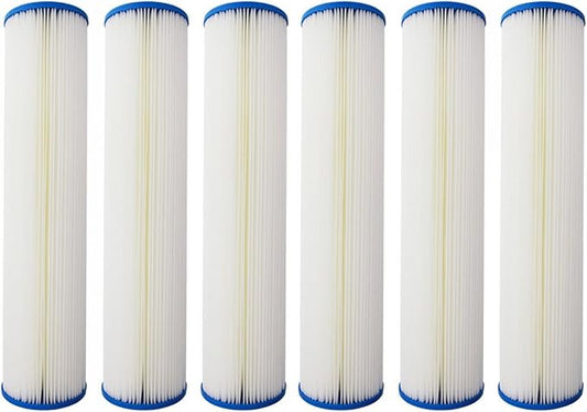 Tier1 20 Micron 20x4.5 Water Filter | Whole House Sediment Water Filter | Pleated Polyester Cartridge | Replacement for Pentek ECP20-20BB, Hydronix SPC-45-2020 | High-Flow 4.5 x 20 Water Filter (6pk)