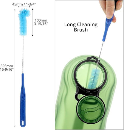 QWORK 4-Piece Hydration Bladder Cleaning Kit - Complete Backpack Reservoir Accessories Set with Brushes, Collapsible Drying Frame & Carrying Pouch