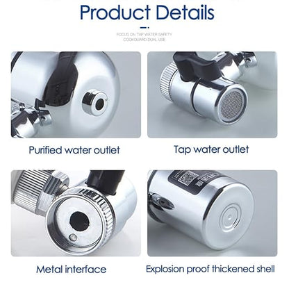 Faucet Mount Water Filter for Sink, Kitchen Water Purifier Filtration System, Reduces Chlorine, Lead, Fluoride Heavy Metals, Hard Water Softener
