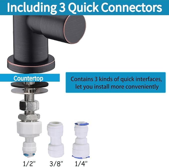 Oil Rubbed Bronze RO Faucet - 360° Swivel Drinking Water Faucet, Lead-Free Brass Water Filter Faucet Compatible with Reverse Osmosis & Under Sink Filtration Systems