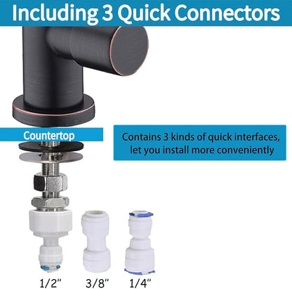 Oil Rubbed Bronze RO Faucet - 360° Swivel Drinking Water Faucet, Lead-Free Brass Water Filter Faucet Compatible with Reverse Osmosis & Under Sink Filtration Systems