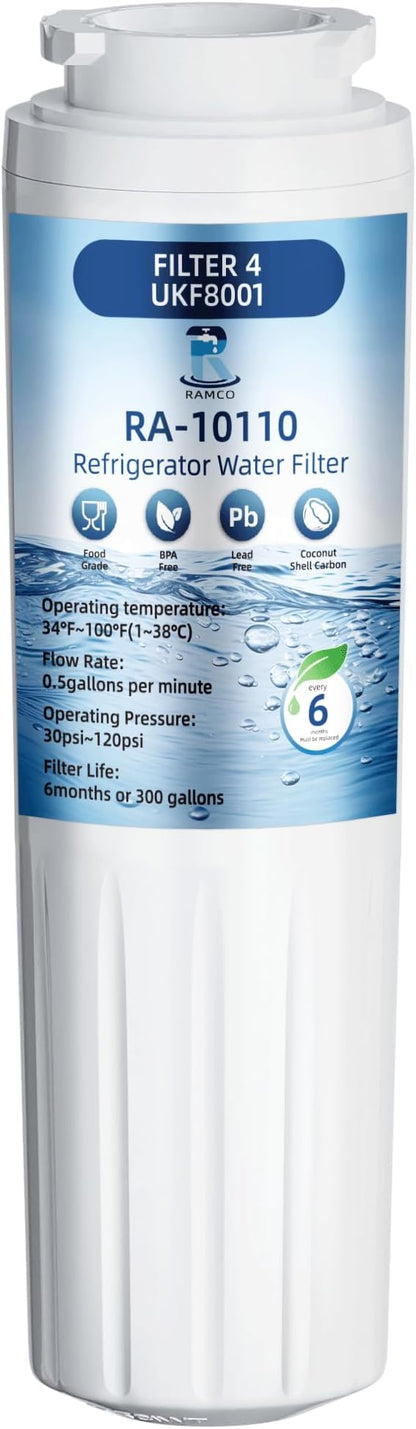 EDR4RXD1 UKF8001 Water Filter 4 Replacement for Everydrop Filter 4,Whirlpool EDR4RXD1,4396395,Maytag UKF8001,UKF8001AXX,WRF535SWHV WRF535SWHZ WRF555SDHV WRX735SDBM WRX735SDHZ KRFC300ESS