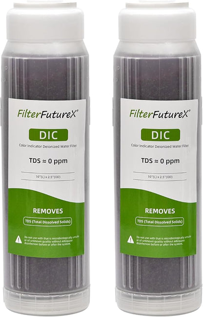 Refillable Mixed Bed DI Resin Filter Color Changing Deionized Resin 10-Inch Replacement Cartridge Car Wash, Window Cleaning, Aquarium (2 packs)