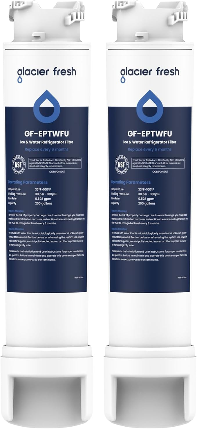 GLACIER FRESH GF-EPTWFU Water Filter, Compatible with EPTWFU01, 2 Pack | EWF02, Pure Source Ultra II, Pure Source Ultra 2, 012505454226, 4562222, 807946701