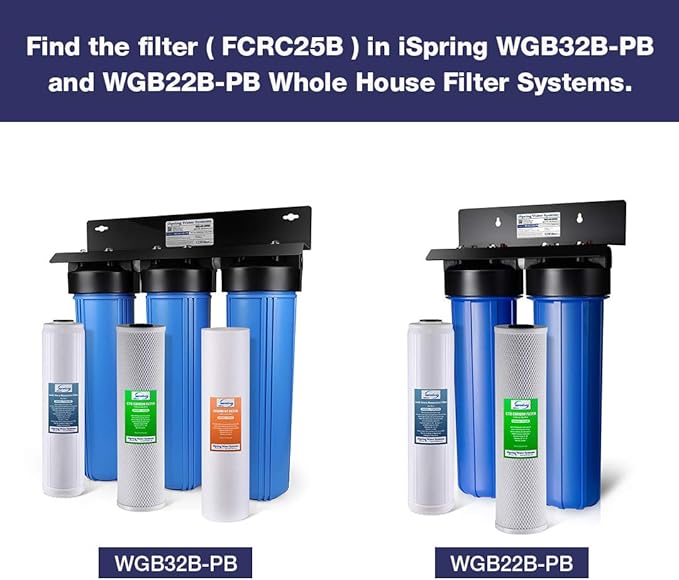 iSpring FCRC25B High Capacity 20” x 4.5” Water Filter Replacement Cartridge Lead Reducing, White, 1 Count (Pack of 1)
