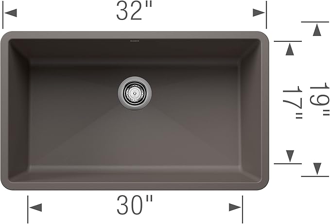 BLANCO 443121 PRECIS SILGRANIT Super Single Undermount Kitchen Sink 32" L X 19" W - Volcano Gray