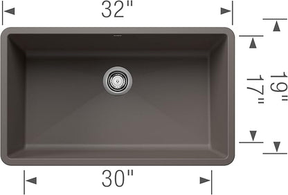BLANCO 443121 PRECIS SILGRANIT Super Single Undermount Kitchen Sink 32" L X 19" W - Volcano Gray