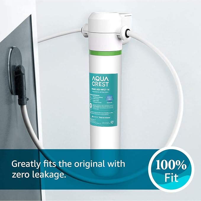 AQUA CREST FQK1K Under Sink Water Filter Replacement for GE FQK1K, FQK2J | Compatible with GE GXK185K, GX1S50R, GXRLQ filtration systems, NSF/ANSI 42 & 372, Reduces Chlorine, Taste&Odor, 1350 Gallons