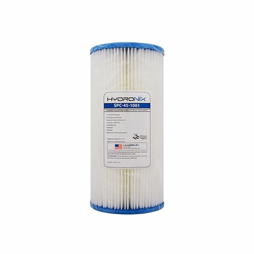Hydronix SPC-45-1001 Universal Whole House Sediment Pleated Water Filter, Washable and Reusable, 4.5" x 10" - 1 Micron