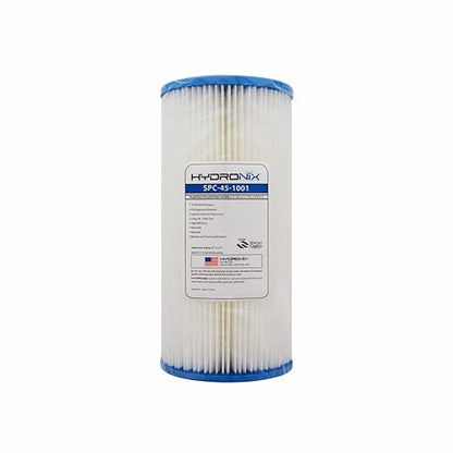 Hydronix SPC-45-1001 Universal Whole House Sediment Pleated Water Filter, Washable and Reusable, 4.5" x 10" - 1 Micron