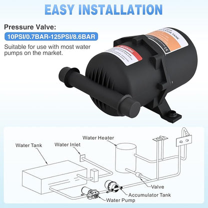 Nilight RV Accumulator Tank, 0.75L Max 125PSI Pre-Pressurized Water Accumulator Tank Control Inner Bladder with 1/2 MNPT Port Fitting Use with RV Water Pump Tank System for RV Boat Travel Trailer Home