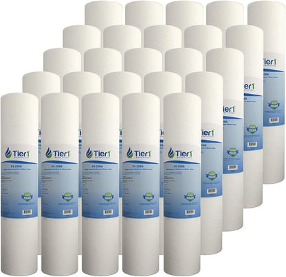 Tier1 5 Micron 20x4.5 Water Filter | Spun Wound Polypropylene Whole House Sediment Pre-Filter Cartridge | Replacement for Pentek DGD-5005-20, SDC-45-2005 | 4.5 x 20 Water Filter Cartridge (25-Pack)