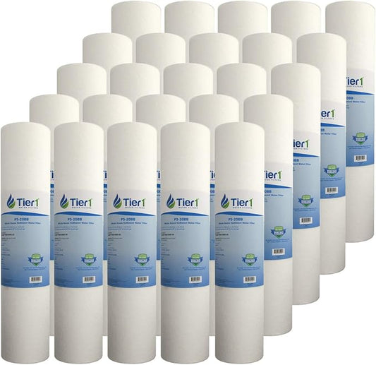 Tier1 5 Micron 20x4.5 Water Filter | Spun Wound Polypropylene Whole House Sediment Pre-Filter Cartridge | Replacement for Pentek DGD-5005-20, SDC-45-2005 | 4.5 x 20 Water Filter Cartridge (25-Pack)