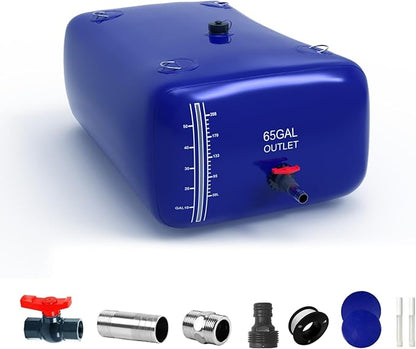 65 Gallon Water Bladder, 1000D PVC Foldable Portable Water Tank, Blue Large Capacity Water Bag Container for Garden, Drought Resistance, Fire Prevention, Emergency Supply