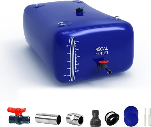 65 Gallon Water Bladder, 1000D PVC Foldable Portable Water Tank, Blue Large Capacity Water Bag Container for Garden, Drought Resistance, Fire Prevention, Emergency Supply