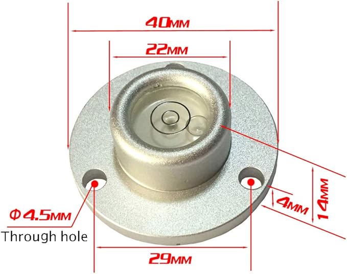 Metal Horizontal Bubble Bull's-Eye Level Universal Horizontal Flange Water Level Small Household 40x14mm(White)