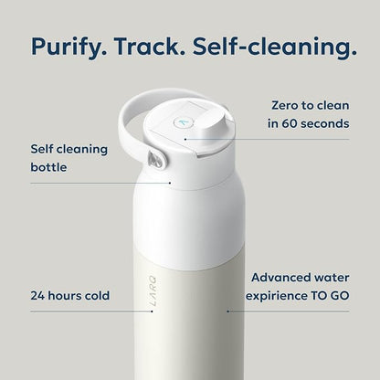 LARQ PureVis 2 Self Cleaning Water Bottle - UV Water Purifier with Filter Straw, Smart App Hydration Tracking, Insulated Stainless Steel