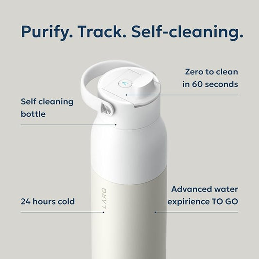 LARQ PureVis 2 Self Cleaning Water Bottle - UV Water Purifier with Filter Straw, Smart App Hydration Tracking, Insulated Stainless Steel