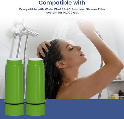 RCSF-7 Shower Filter Replacement Cartridge Compatible with WaterChef SF-7C Premium Shower Filter System for 10,000 Gal. 2 Pack