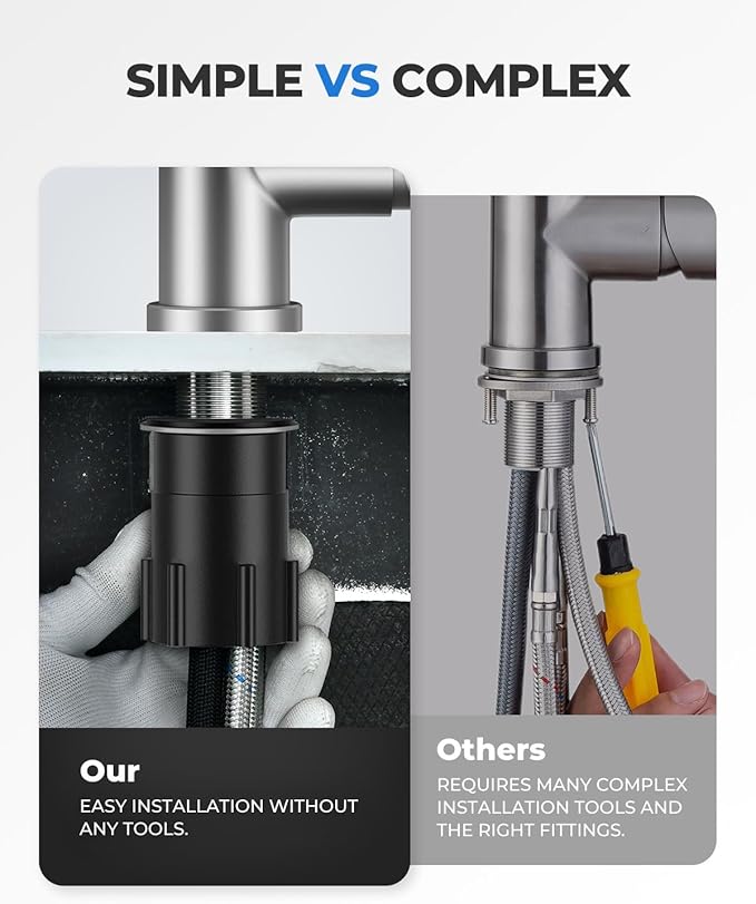 WEWE Kitchen Faucets with Pull Down Sprayer, Leak-Proof Stainless Steel Lead-Free Single Handle 1 Hole for Family Kitchen Commercial Camper Laundry Rv Bar, Brushed Nickel Bar Sink Faucet