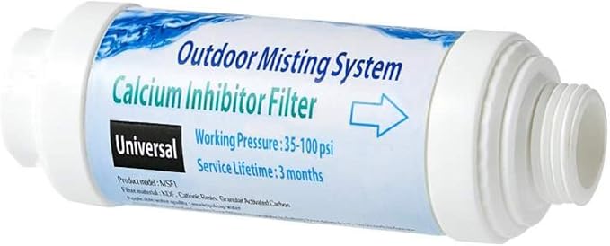 H&G lifestyles Misting System Calcium Inhibitor Filter for Mister | Misting System Inline Water Filter Effectively Reduce Hard Water Spots, Soften Water, Upgraded Formula
