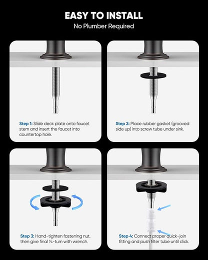 WEWE Vintage Drinking Water Faucet, Lead-Free Stainless Steel Kitchen Water Filter Faucet for Reverse Osmosis System, Non-Air Gap RO Beverage Faucet, Oil Rubbed Bronze