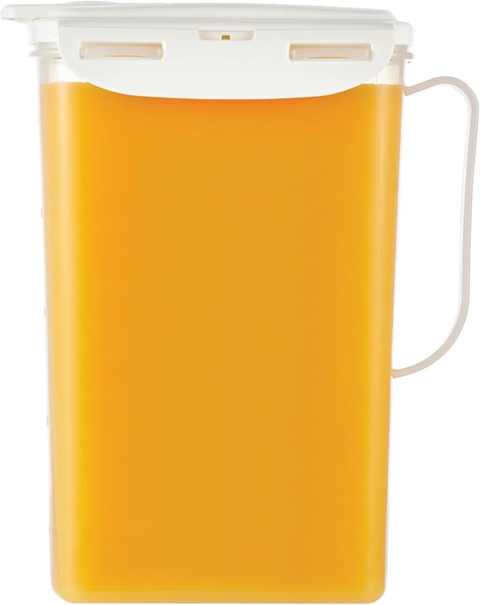 LocknLock Aqua Fridge Door Water Jug | Clear Pitcher | BPA Free Plastic Pitcher with Lid | 2 Quart Pitcher with Lid for Water, Juice, Tea & More Beverages, Ivory