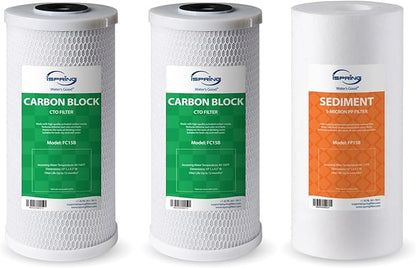 iSpring F3WGB31B Whole House Water Filter Replacement Pack with Sediment and Carbon Block Filters, Reduces up to 99% Chlorine, Sediments, Taste, Odor, Up to 12 Months, 4.5” x 10”, Fits WGB31B