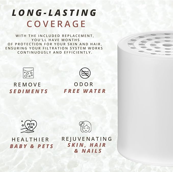 COLSEN Shower Filter Replacement – Universal Bath Water softener for tub 15 stage filtration system handheld purifier for hard water, removes fluoride vitamin c improves nails & hair (1Pack)