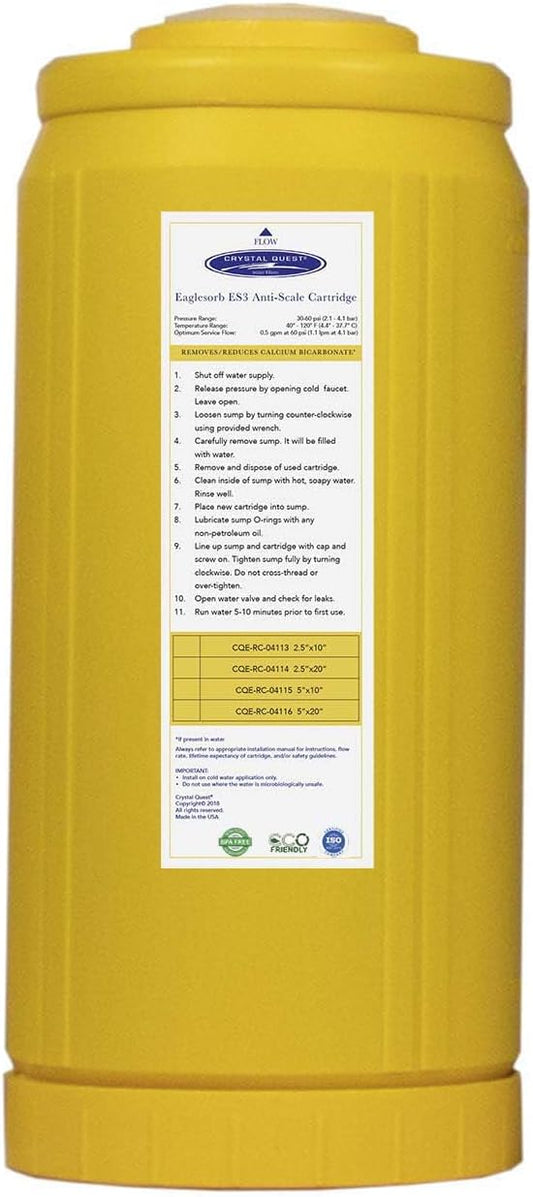 Crystal Quest Demineralizer Filter Cartridge - 4-5/8" x 9-3/4" - Heavy-Duty, Ideal for Lab, Research and Medical Applications for Ultra Pure Water Needs