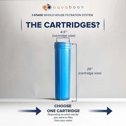 Aquaboon 20" x 4.5" Whole House Well Water Filter System with Pressure Release (1" Port) | Certified | Compatible with Pentek 150233, 150235, Geekpure BB- 20B