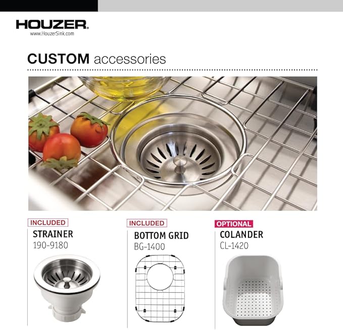 Houzer Club Stainless Steel Kitchen Bar & Prep Sink: 14 Inch Undermount Medium Sink with Strainer & Bottom Grid, Durable & Versatile, Essential for Home & Apartment: CS-1407-C