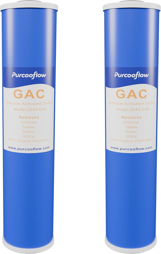 20x4.5 Inch GAC Water Filter, Granular Activated Carbon Replacement Cartridge, High Flow Whole House Chlorine, Taste & Odor Reduction, Coconut Shell, Fits Standard 20" Housings