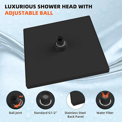 Hibbent cUCPC Certified Thickness Metal Rain Shower Head, 12'' High Pressure Shower Heads, Large Bathroom Shower Head with Adjustable Brass Ball Joint, Waterfall Full Body Coverage, Oil Rubbed Bronze
