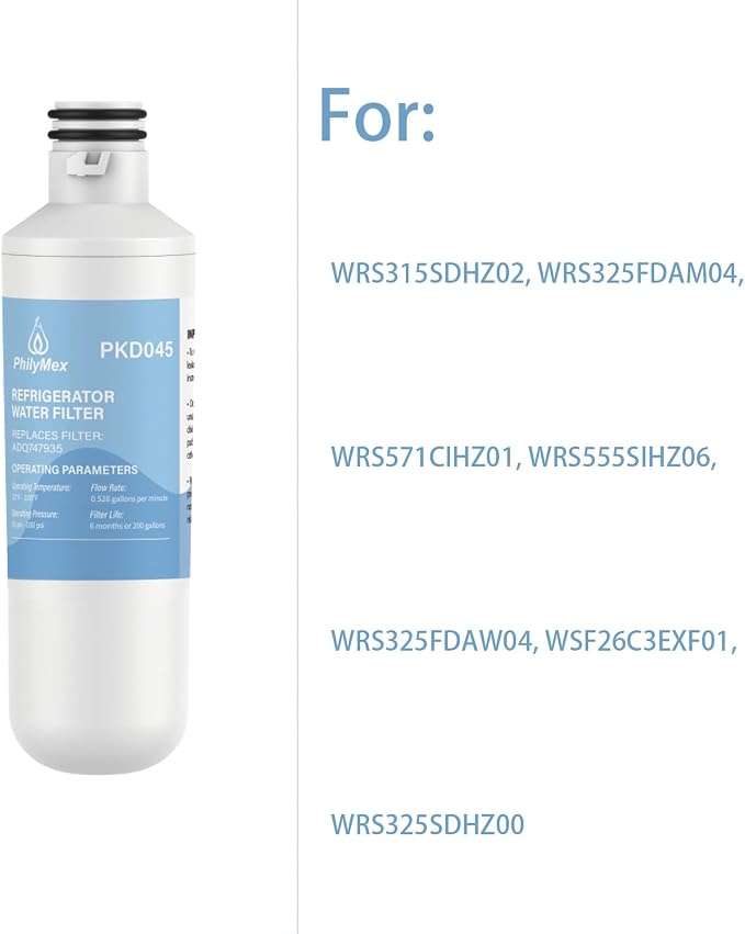 Water filter for WRS315SDHZ02, WRS325FDAM04, WRS571CIHZ01, WRS555SIHZ06, WRS325FDAW04, WSF26C3EXF01, WRS325SDHZ00 Replacement-3PK