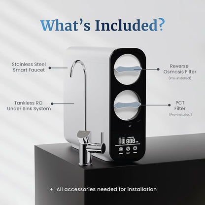 Mist- MRF3 Replacement Filter For Reverse Osmosis Water Filter, Under Sink Water Filtration, Tankless RO System, 2:1 Pure to Drain Reduces TDS, 600 GPD, Smart Visual Display, IAPMO Certified